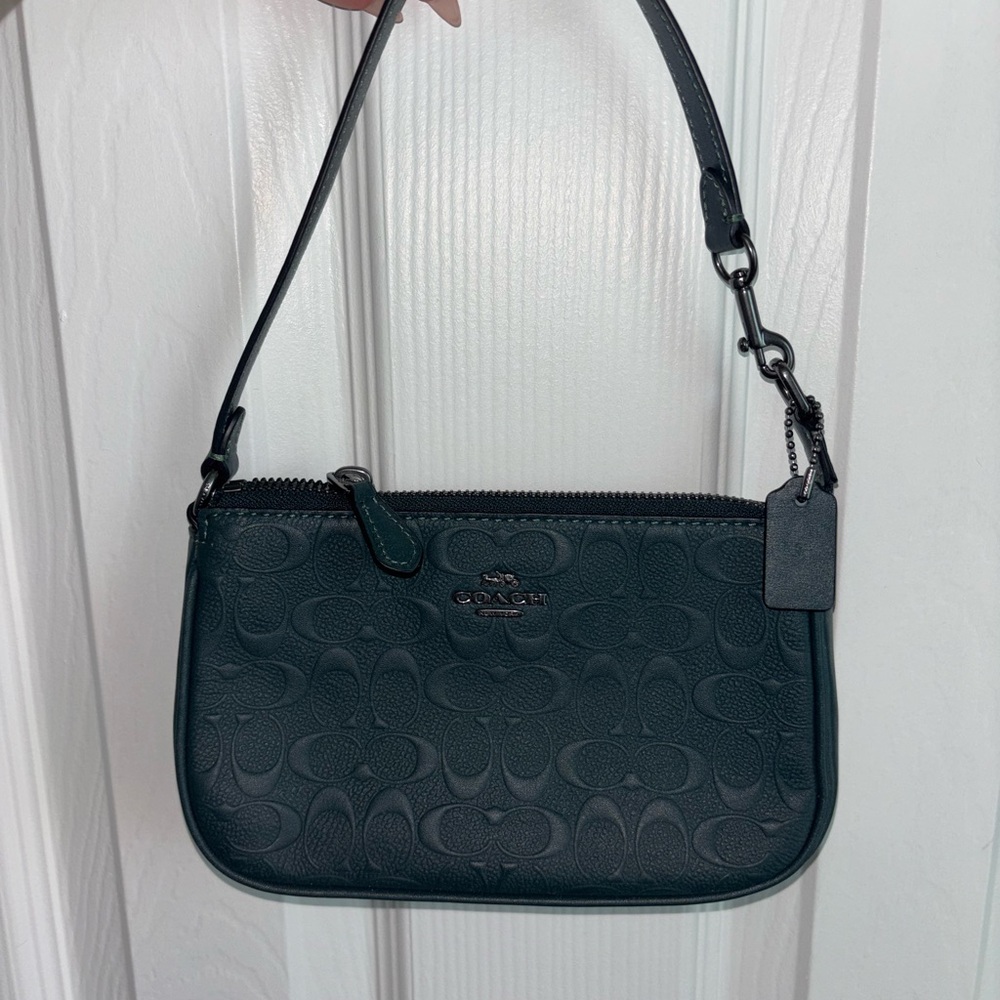 Coach Dark Green Embossed Shoulder Bag